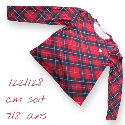 🌟🧡 Canon petit haut H&M style écossais – 7/8 ans 🧡🌟